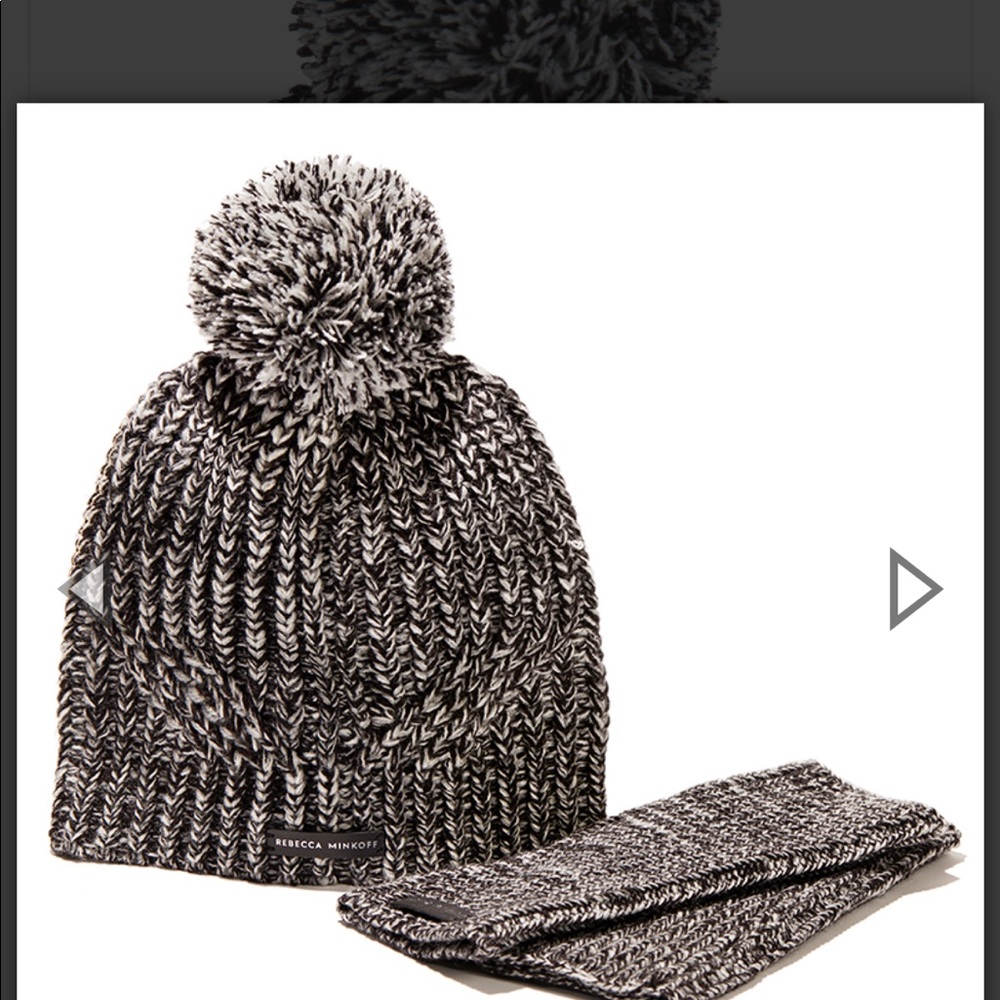 Rebecca Minkoff pom-pom beanie  & hand warmers set